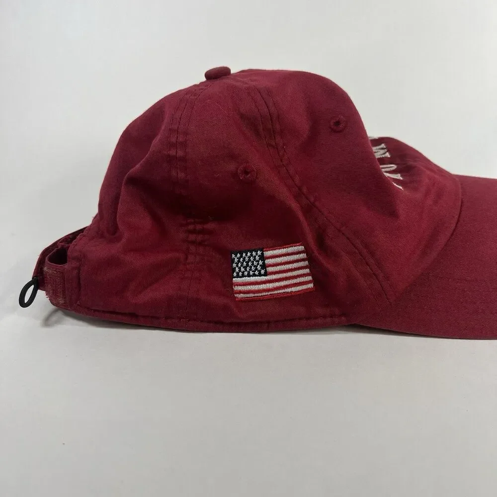 Trump Golf Hat Red Strapback Ahead Lightweight USA Flag Adjustable Cap Preowned